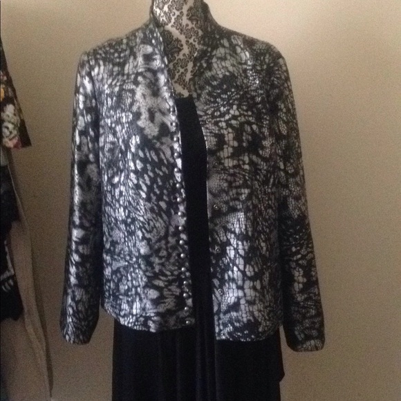 Chico's Jackets & Coats Chicos Black Lace Print Military Dress